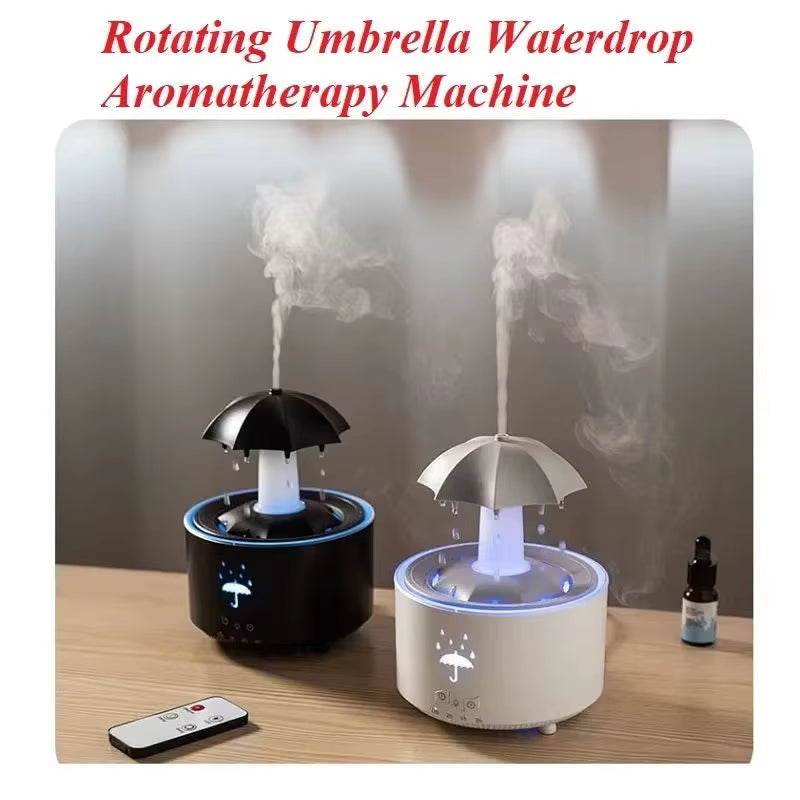 Creative Umbrella Water Drop Humidifier and Essential Oil Diffuser with Colorful Lighting for Aromatherapy