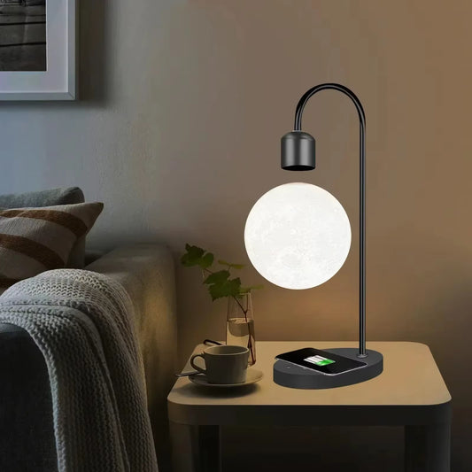 Lunar Levitation Lamp 3D Printed Model Magnetic Levitation Night Light LED Night Light with Wireless Charging Function